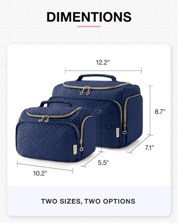 Дорожня косметичка BAGSMART L, велика, з ручкою, темно-синя – органайзер для косметики та туалетного приладдя