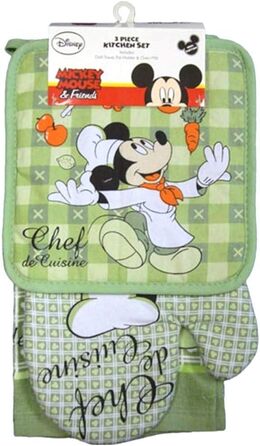 Кухонний набір Disney: прихватка, рушник, рукавиця (Міккі Маус, зелений)
