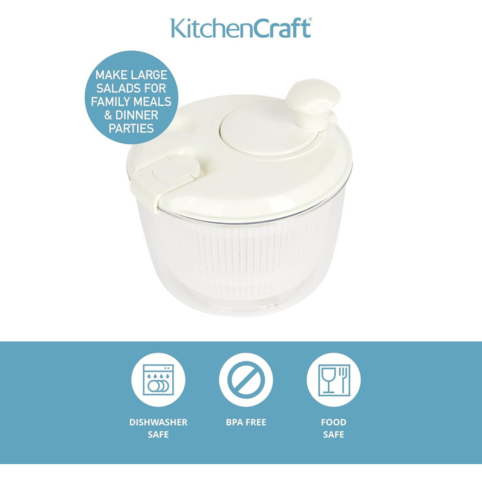 Міні-сушарка для салату KitchenCraft, багатофункціональна, 19 см, прозора