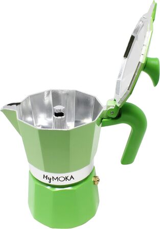 Кавоварка Steelmoka для еспресо, індукційна, 2 чашки, сталева, срібляста, патентована, 12x9x15.5 см
