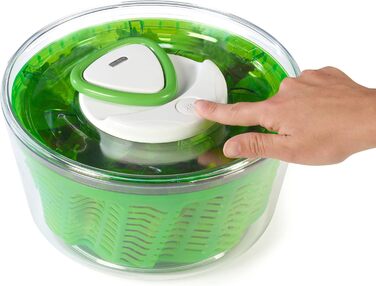 Сушарка для салату Zyliss Easy Spin 2, 6 л, пластикова, зелена, з чашею, технологія Aquavent