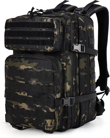 Тактичний рюкзак 45 л для подорожей, військовий рюкзак для outdoor, туристичний рюкзак з липучкою, Bundeswehr, для пригод (світло-чорний)