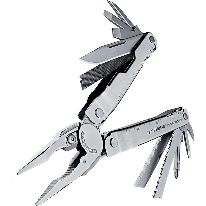 Мультитул Leatherman Super Tool 300 19-в-1 з потужними пасатижами, нержавіюча сталь, чохол Molle, для важких робіт
