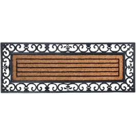Гумовий килимок Esschert Design з кокосовою вставкою, чорний, прямокутний, широкий, 120×45 см, придверний килим для вулиці та дому