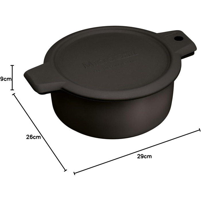 Мікрохвильова гриль- та підсмажувальна пательня KitchenCraft, швидке приготування, якість духовки, міцна й легка, 26x29x9 см, чорна