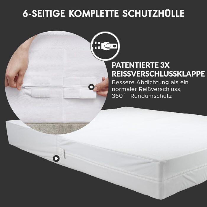 Гіпоалергенний матрацний чохол Degrees of Comfort 90x200 см, водонепроникний, анти-кліщовий та захист від постільних клопів, бавовняна поверхня, на матраци висотою 13-16 см, з блискавкою