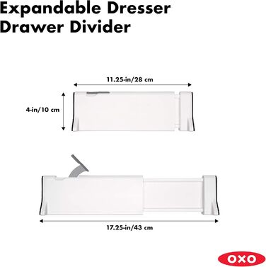 OXO розширюваний роздільник для шухляд, пластиковий, білий