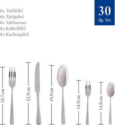 Набір столових приборів vivo by Villeroy & Boch Voice Basic, 30 предметів, нержавіюча сталь, для 6 осіб, можна мити в посудомийній машині
