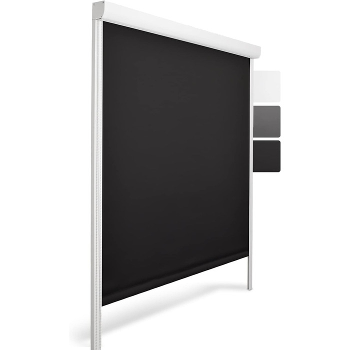Рулонна штора з напрямними SolReflect K24 60x175 см — затемнювальна термоштора без свердління, чорна, ширина 60 см, з бічними напрямними