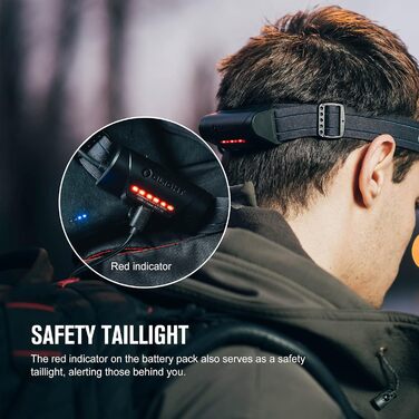 Налобний ліхтар OLIGHT Array 2S 1000 люмен, LED, жестове керування, USB акумулятор, 30 годин, червоне світло, SOS, 60° регулювання, IPX4, для бігу, риболовлі, туризму