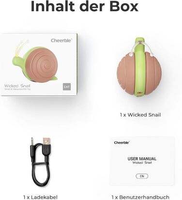 Інтерактивна іграшка для котів з LED підсвіткою Wicked Snail, електрична, рухома, акумуляторна, подарунок для кошенят, коричнева