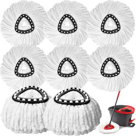 Набір із 8 змінних насадок для швабри Spin Mop, 100% мікрофібра, трикутна, універсальна, для прибирання підлоги