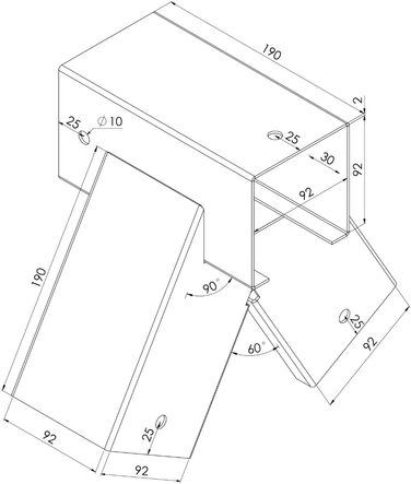 З'єднувач для гойдалки TRIBECCO 90x90 мм, 90°, сірий, сталевий, для садових гойдалок, порошкове покриття, монтажні отвори 10 мм, трикутна А-форма