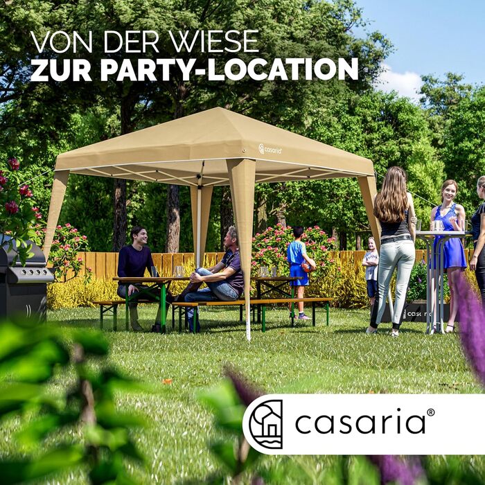 Павільйон CASARIA Capri 3x3 м складаний, водонепроникний, UV 50+, зимостійкий, з сумкою, для кемпінгу та саду, колір кремовий