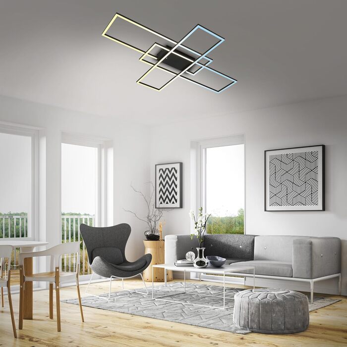 BRILONER LED стельова лампа з пультом, диммована, регульована температура світла, для вітальні, спальні, кухні, 104x42x10 см, чорна