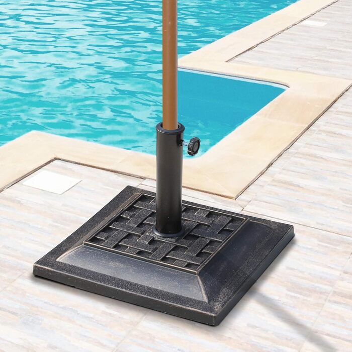 Підставка для парасолі Outsunny, 9 кг, поліестерна смола, бронза, 44x44x33 см, діаметр 38/48 мм
