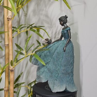 Декоративна статуетка феї з листям Guichifun, смола, 14×8×20 см – садова фігурка для дому, двору та саду, подарунок жінкам