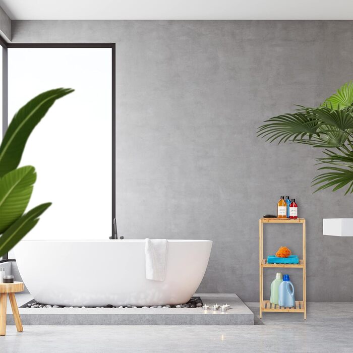 Бамбукова полиця Relaxdays для ванної та кухні, 3 яруси, 162×38×39,5 см, натуральний колір, підлогова стійка