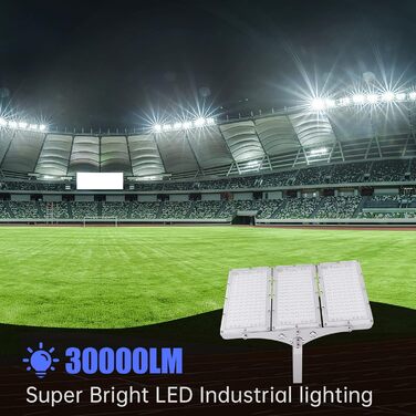 Світлодіодний прожектор 300W 30000Лм, тепле біле світло 3000K, IP65, для вулиці: сад, тераса, гараж, спортмайданчик, фабрика, майстерня, комплект 10 шт.