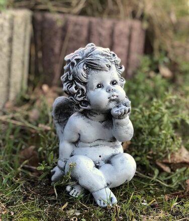 Фігурка янгола з масивного каменю stoneandstyle, морозостійка, для саду, декоративна статуетка, стійка до погодних умов до -30°C