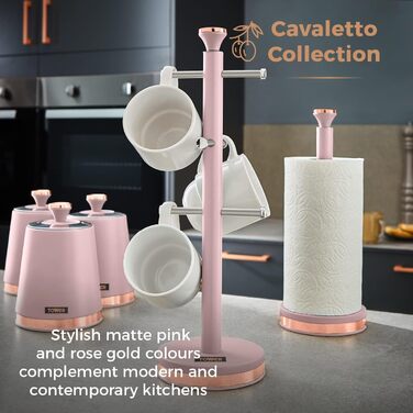 Підставка для чашок Tower Cavaletto з нержавіючої сталі, Marshmallow Pink і рожеве золото