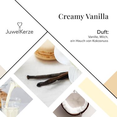 Ароматна свічка JuwelKerze Creamy Vanilla з підвіскою з срібла, велика бежева свічка-ювелірка з орієнтальним ароматом, сюрприз-прикраса всередині, ідеальний подарунок для жінок, 80 годин горіння