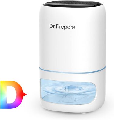 Електричний осушувач повітря Dr.Prepare 1L, тихий, портативний, енергоощадний для кімнат до 30м²: спальня, вітальня, офіс, шафа, проти вологи