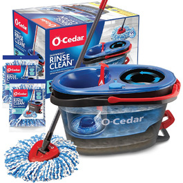 Змінні насадки O-Cedar EasyWring для мопа, мікрофібра, пластиковий відро-спін, система очищення підлоги, 2 додаткові насадки, RinseClean