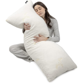 Преміальна подушка для сну на боці з наповнювачем Memory Foam – довга ортопедична подушка для тіла та годування, м'який дихаючий чохол, велика, біла