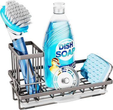 Тримач для губки Consumest для кухонної мийки, органайзер з нержавіючої сталі 304 із знімним піддоном, пісочний колір, для мийки, мила, щітки