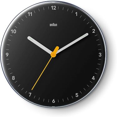Настінний годинник Braun BC26B, класичний, аналоговий, безшумний кварцовий механізм, чорний, 23 см