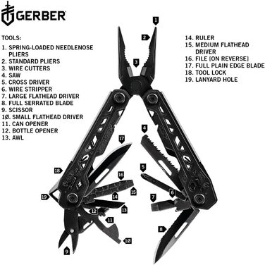 Мультитул Gerber Truss 17 в 1, чорний, з нейлоновим чохлом