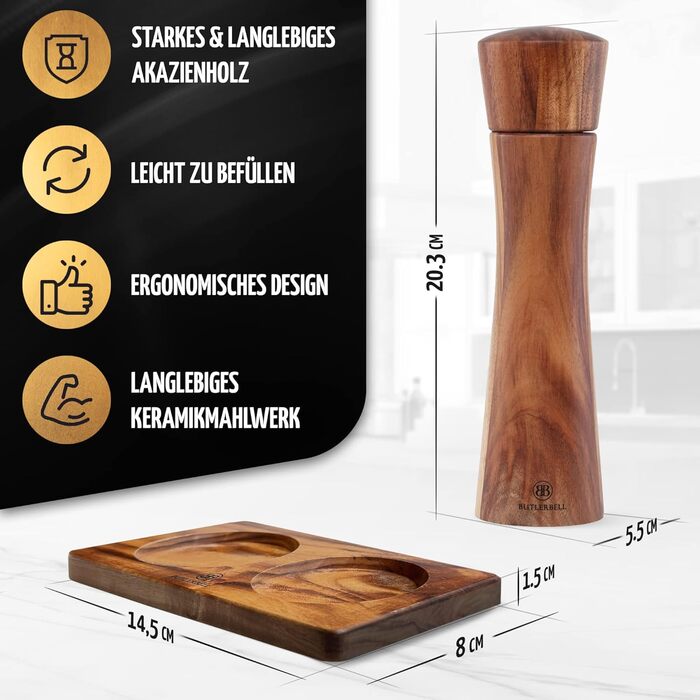 Сіль і перець Mill Wood з підставкою в подарунковій коробці