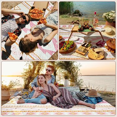 Пікнік-ковдра LARUTAN Boho 200x200 см, водонепроникна, антипісочна, складна, зелена, для пляжу, кемпінгу, подорожей, барбекю