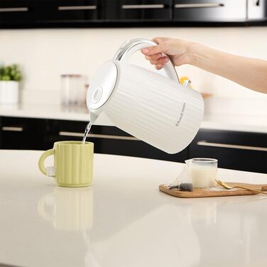Електрочайник Russell Hobbs Eden 1,7 л 2400 Вт, білий, нержавіюча сталь, знімний фільтр, відкривання кришки кнопкою, індикатор рівня води, підсвітка, BPA free 27360-70