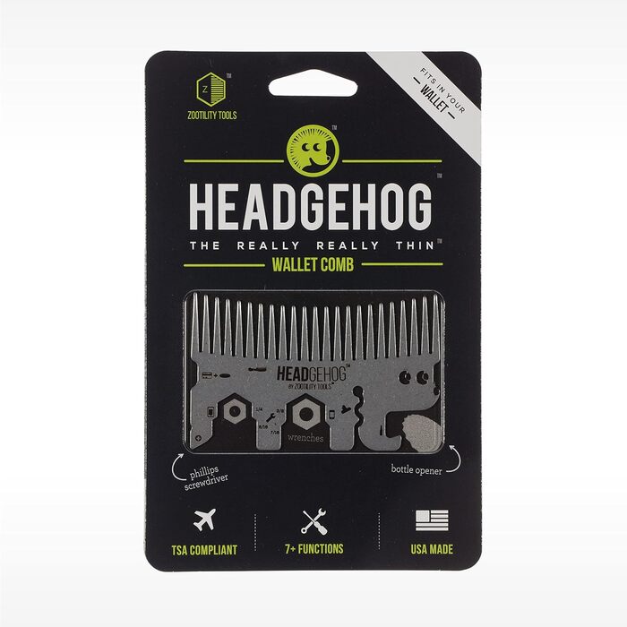 Гребінець-брелок HeadgeHog, мультиінструмент, відкривачка, сріблястий
