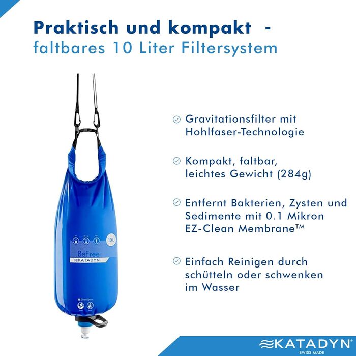 Портативний фільтр для води Katadyn BeFree Gravity, гравітаційний