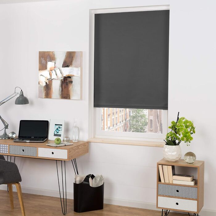Касетна ролета з напрямною SolReflect K24 60x175 см антрацит – затемнююча терморолета без свердління, бокові напрямні
