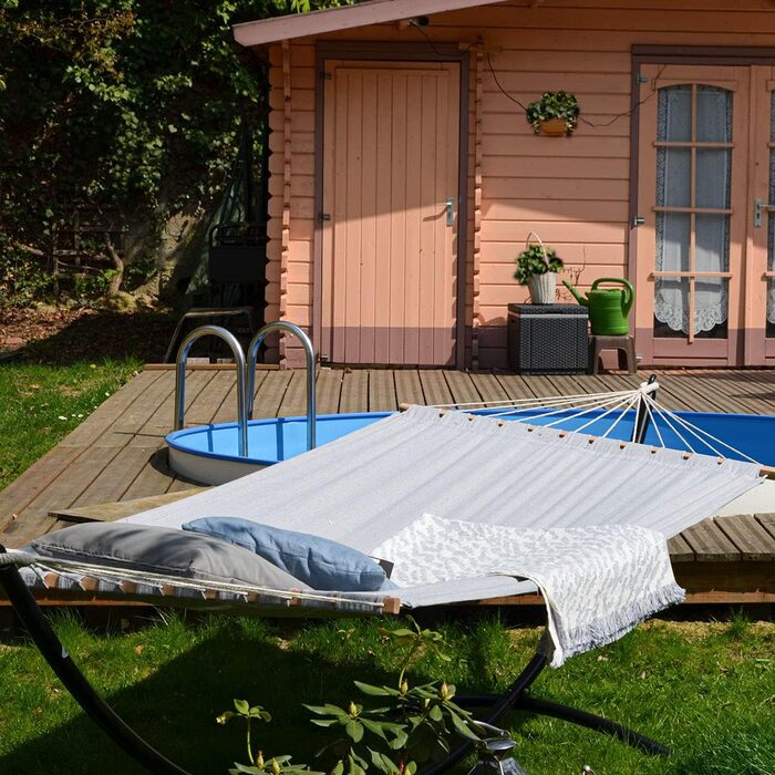 Гамак AMANKA XXL 200x120 см для двох, сірий, підвісний текстильний