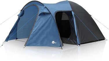Намет your GEAR Cetona для кемпінгу, 4/5 місць, купольний, 3000 мм водостійкість, 2 входи, висока стеля, темна спальня, синьо-сірий