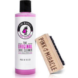 Засіб для чищення взуття Pink Miracle, 227 г – універсальний очисник для шкіри, текстилю, нубуку, кросівок, чобіт, сандалів, домашнього та автомобільного використання з щіткою