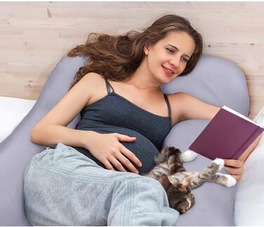 Подушка для вагітних XXL U-подібна, для сну на боці, знімний чохол, 100% бавовна, 150x80 см, сіра