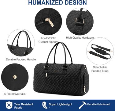 Жіноча спортивна дорожня сумка OVEVOOK XL, водонепроникна, з відділенням для взуття та вологих речей, ручна поклажа для подорожей, чорна