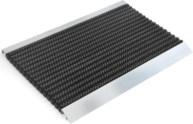 Вуличний килимок з алюмінієвою рамкою та щітками ETM, чорний, 40x60 см, водонепроникний