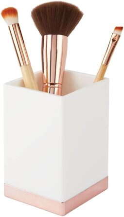 Набір органайзерів для ванної mDesign Lumiere, чорний/брашований, 4 шт — пластикові контейнери, дозатор для мила, тримач для зубних щіток, декор для умивальника