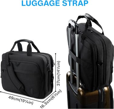Розширювана сумка для ноутбука 17,3'' BAGSMART, чоловіча і жіноча ділова сумка через плече, офісна, з відсіком для ноутбука, з замком, чорна
