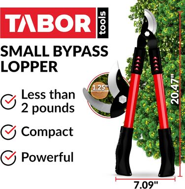 Секатор для свіжої деревини TABOR TOOLS GL18E, 50 см, діаметр зрізу до 25 мм, антипригарні леза, ергономічна ручка