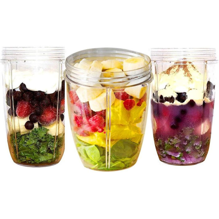 Набір з 2 запасних чаш для Nutribullet 530 мл з кришками, сумісний з блендерами 900W/600W