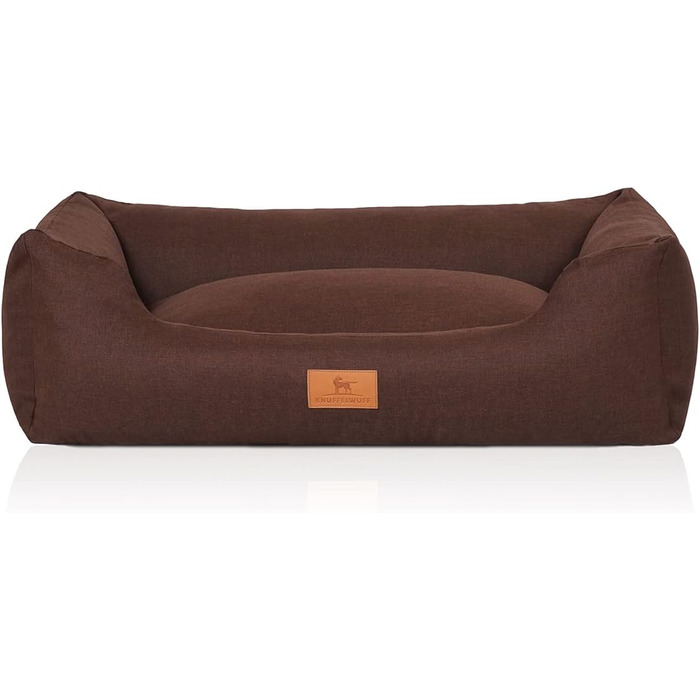 Ліжко для собак Knuffelwuff Lotte з велюру, знімний чохол, пране, XXL 120x85 см, для великих, середніх і малих собак, коричневе