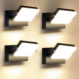 LED зовнішні настінні світильники Ledmo 60W, 5000 Лм, 360° поворот, IP65, тепле світло 3000K, білі, для тераси, входу, саду, 4 шт.